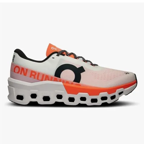 On Running Men's Cloudmonster Shoes Running White Flame size M 7.5 NWT